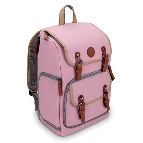 GOgroove Sac à Dos pour Appareil Photo Reflex Numérique avec Compartiment à Tablette, Séparateurs Modulables, Support Trépied & Housse Imperméable pour Canon, Nikon, Olympus et autres - Rose - par von GOgroove