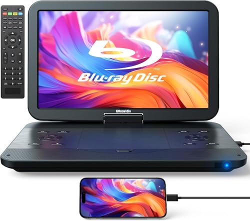 GOnavidio 15,4 Zoll Tragbarer Blu Ray DVD Player Mit HDMI Kabel, 270 ° drehbar HD 1920x1080, Blue Ray Player Tragbar Inklusive wiederaufladbarem 5 Stunden Akku USB/SD GOnavidio 15,4 Zoll Tragbarer Blu Ray DVD Player Mit HDMI Kabel, 270 ° drehbar HD 1920x1080, Blue Ray Player Tragbar Inklusive wiederaufladbarem 5 Stunden Akku USB/SD von GOnavidio