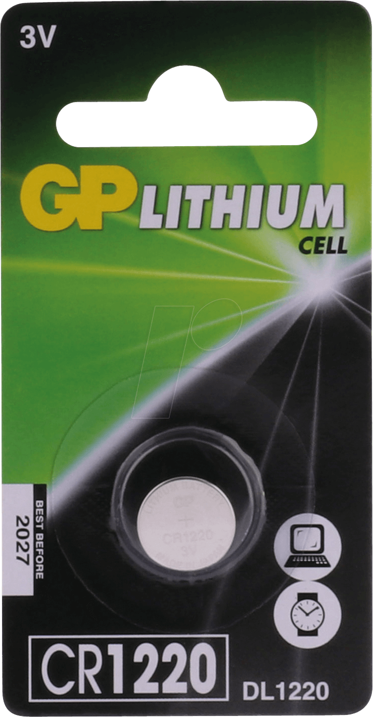 CR 1220 GP - Lithium-Knopfzelle, 3 V, 36 mAh, 12,0x2,0 mm von GP-BATTERIES