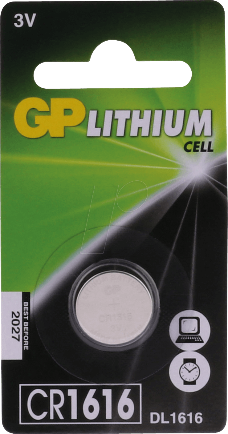 CR 1616 GP - Lithium-Knopfzelle, 3 V, 55 mAh, 16,0x1,6 mm von GP-BATTERIES
