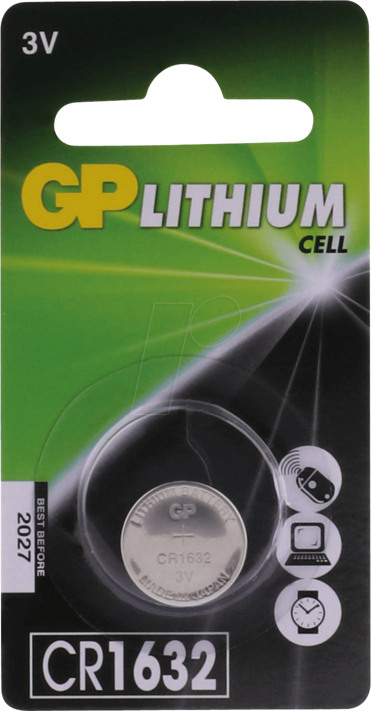 CR 1632 GP - Lithium-Knopfzelle, 3 V, 140 mAh, 16,0x3,2 mm von GP-BATTERIES