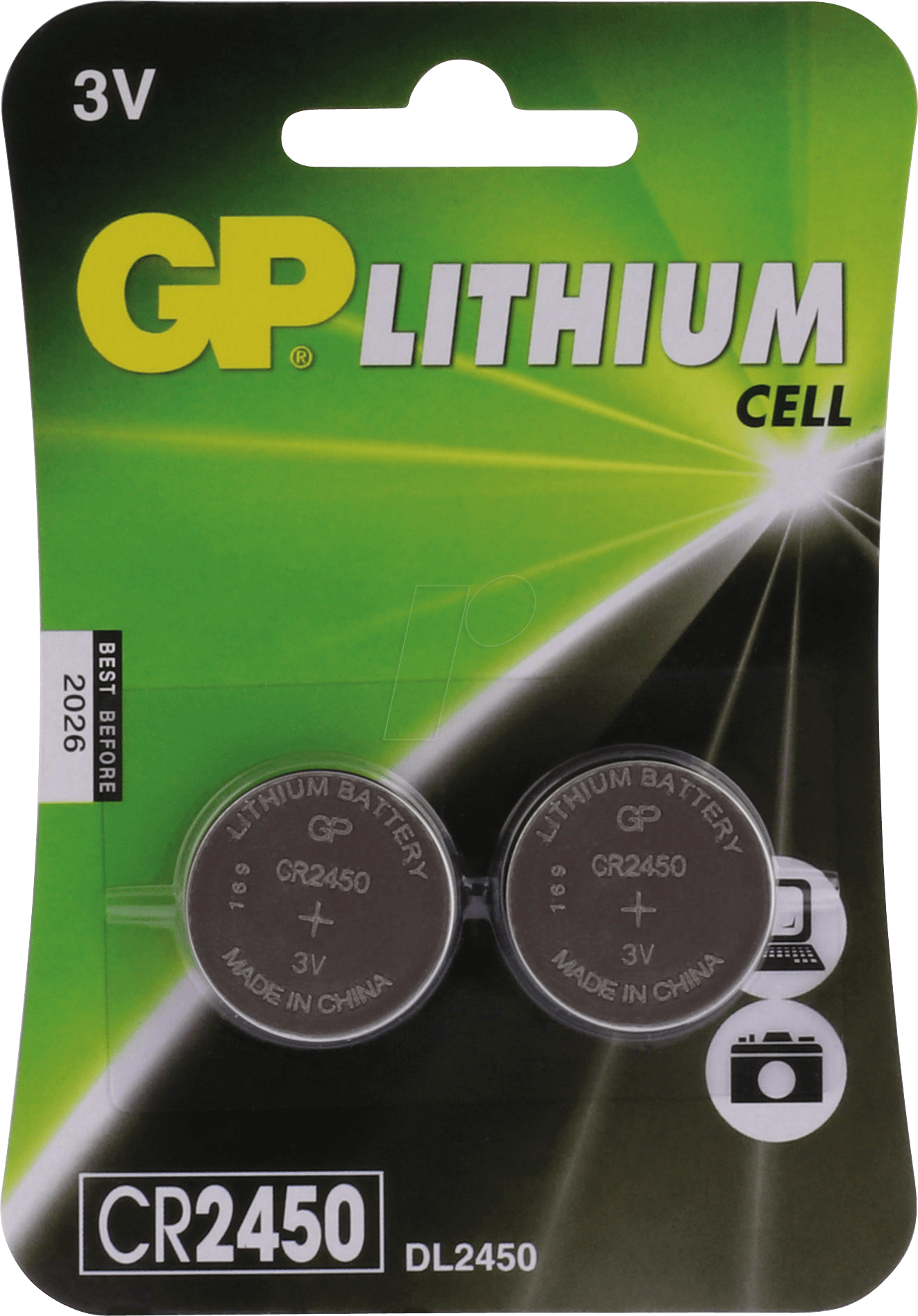 CR 2450 X2 GP - Lithium Knopfzelle, 3 V, 24,5x3 mm von GP-BATTERIES
