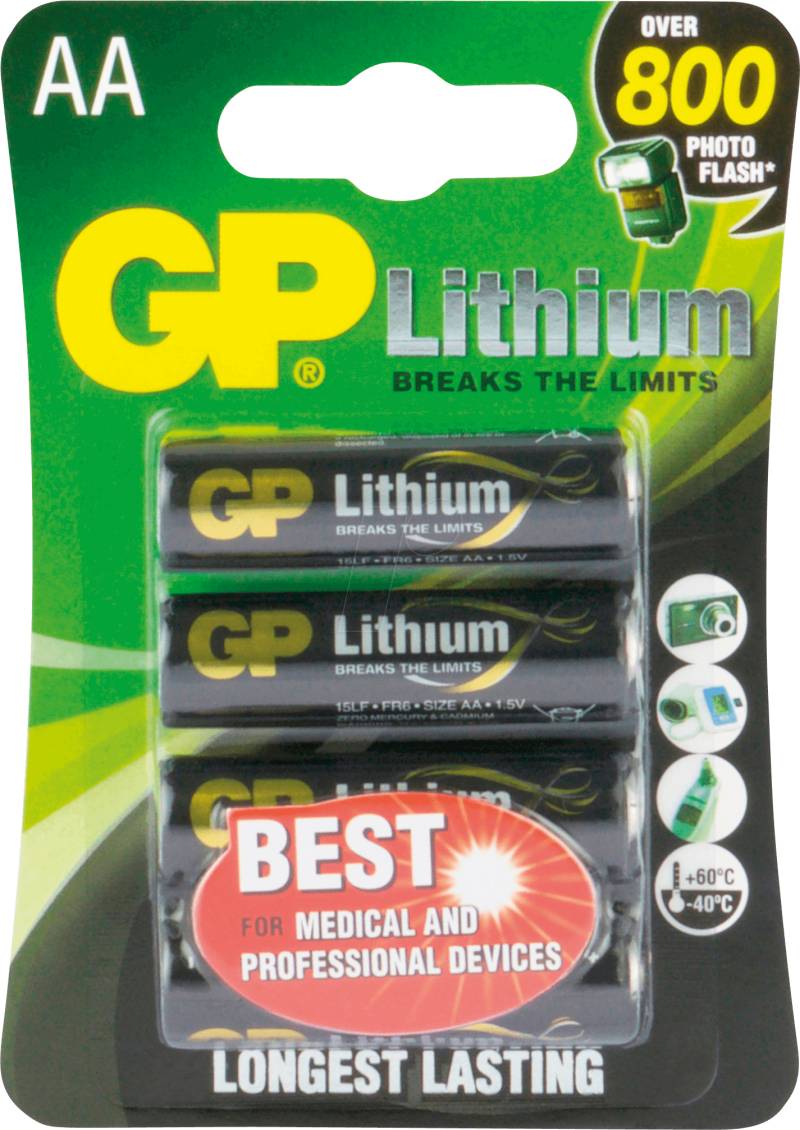 GP LI4 AA - Lithium Batterie, AA (Mignon), 4er-Pack von GP-BATTERIES