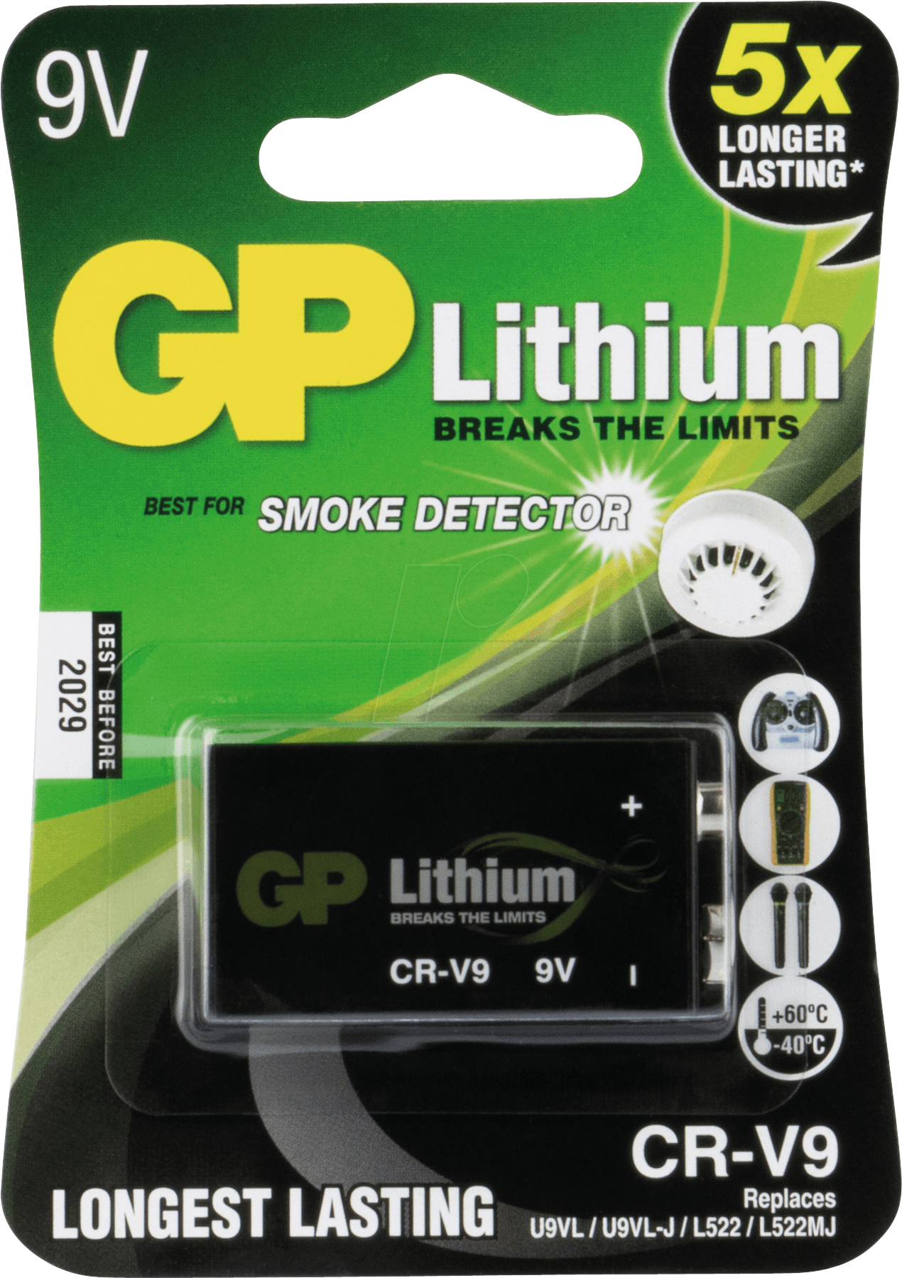 LITHIUM 9-V GP - Lithium Batterie, 9-V-Block, 800 mAh, 1er-Pack von GP-BATTERIES