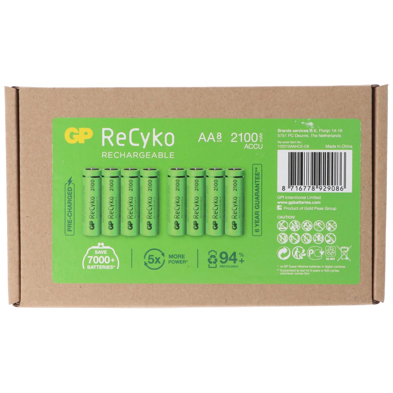 AA Mignon Akku GP NiMH 2100 mAh ReCyko 1,2V 8 Stück AA Mignon Akku GP NiMH 2100 mAh ReCyko 1,2V 8 Stück von GP Batteries
