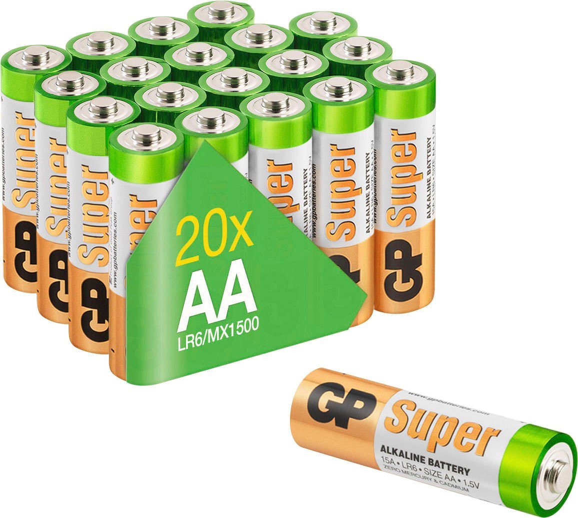 GP Batteries 20er Pack Super Alkaline AA Batterie, LR6 (1,5 V, 20 St) von GP Batteries