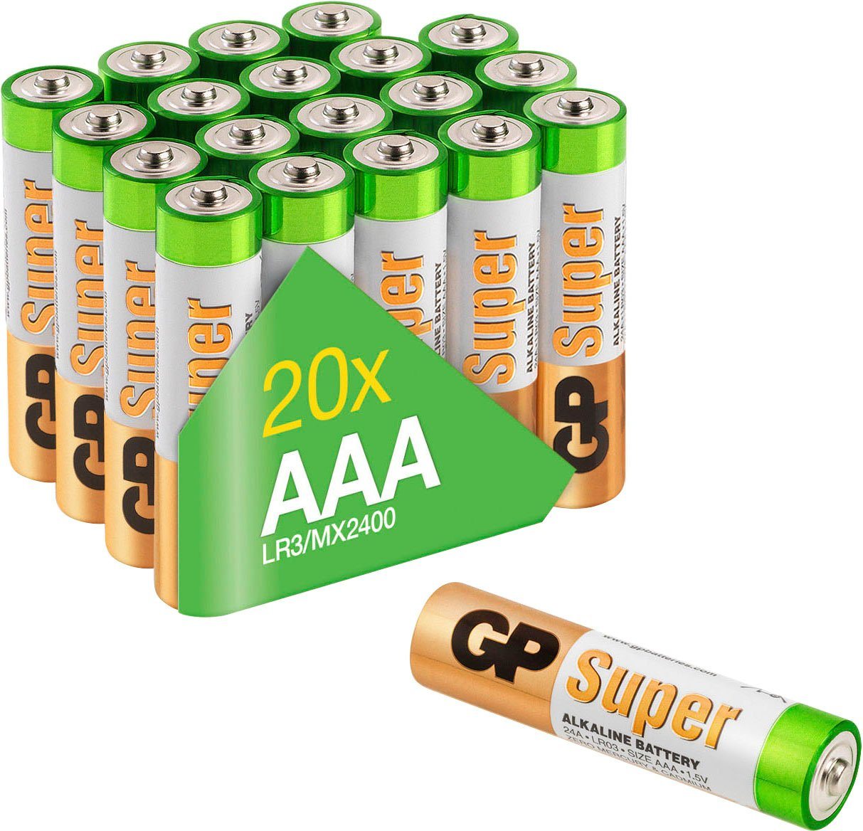 GP Batteries 20er Pack Super Alkaline AAA Batterie, (1,5 V, 20 St) von GP Batteries