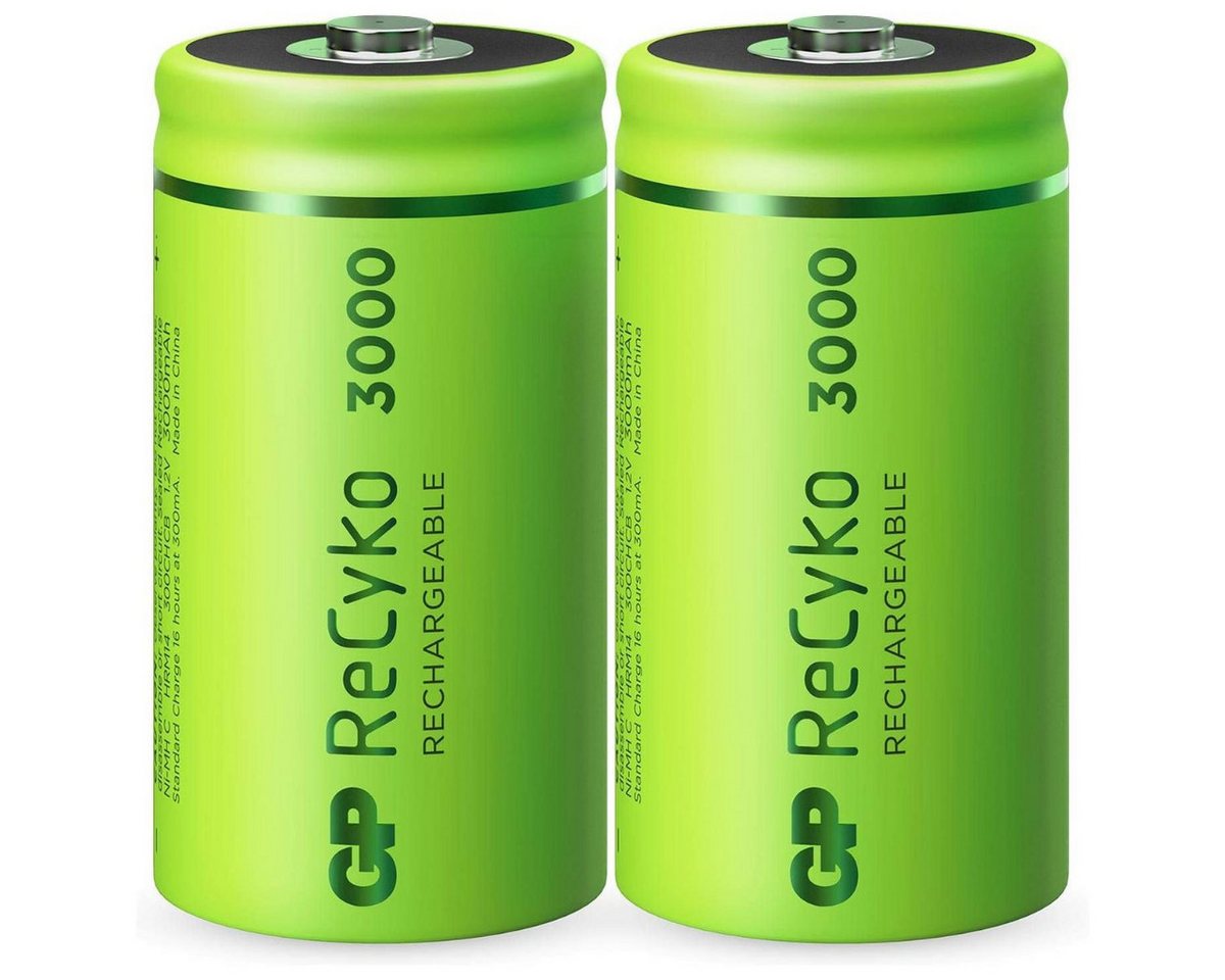 GP Batteries 2x GP ReCyko Baby C Akku NiMH 3000mAh Akku-Set Baby 3000 mAh (1,2 V), HR14 R14 MN1400 1,2V C Akku Accu Batterie 2er Pack Wiederaufladbar von GP Batteries