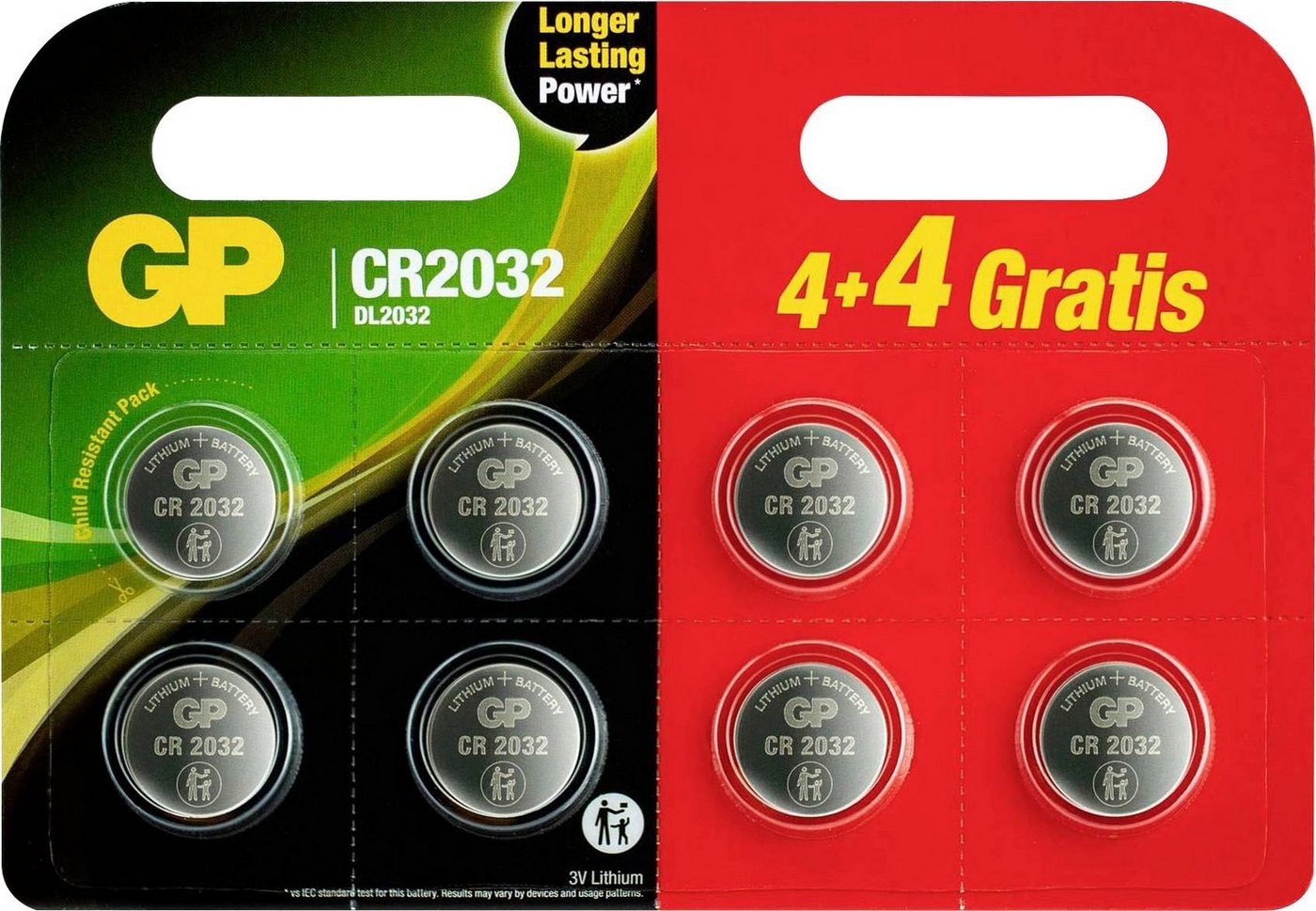 GP Batteries 8 Stck CR2032 GP Lithium 3V Knopfzelle, (3 V, 8 St) von GP Batteries