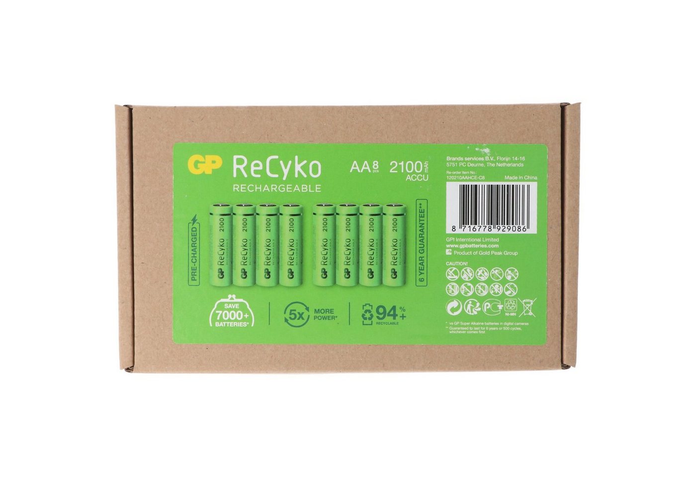 GP Batteries AA Mignon Akku GP NiMH 2100 mAh ReCyko 1,2V 8 Stück Akku 2100 mAh (1,2 V) von GP Batteries