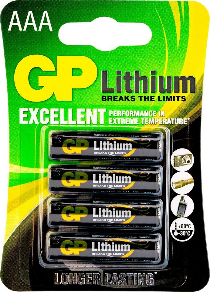 GP Batteries AAA Lithium 1,5V 4 Stück Batterie, FR03 (1,5 V, 4 St) von GP Batteries