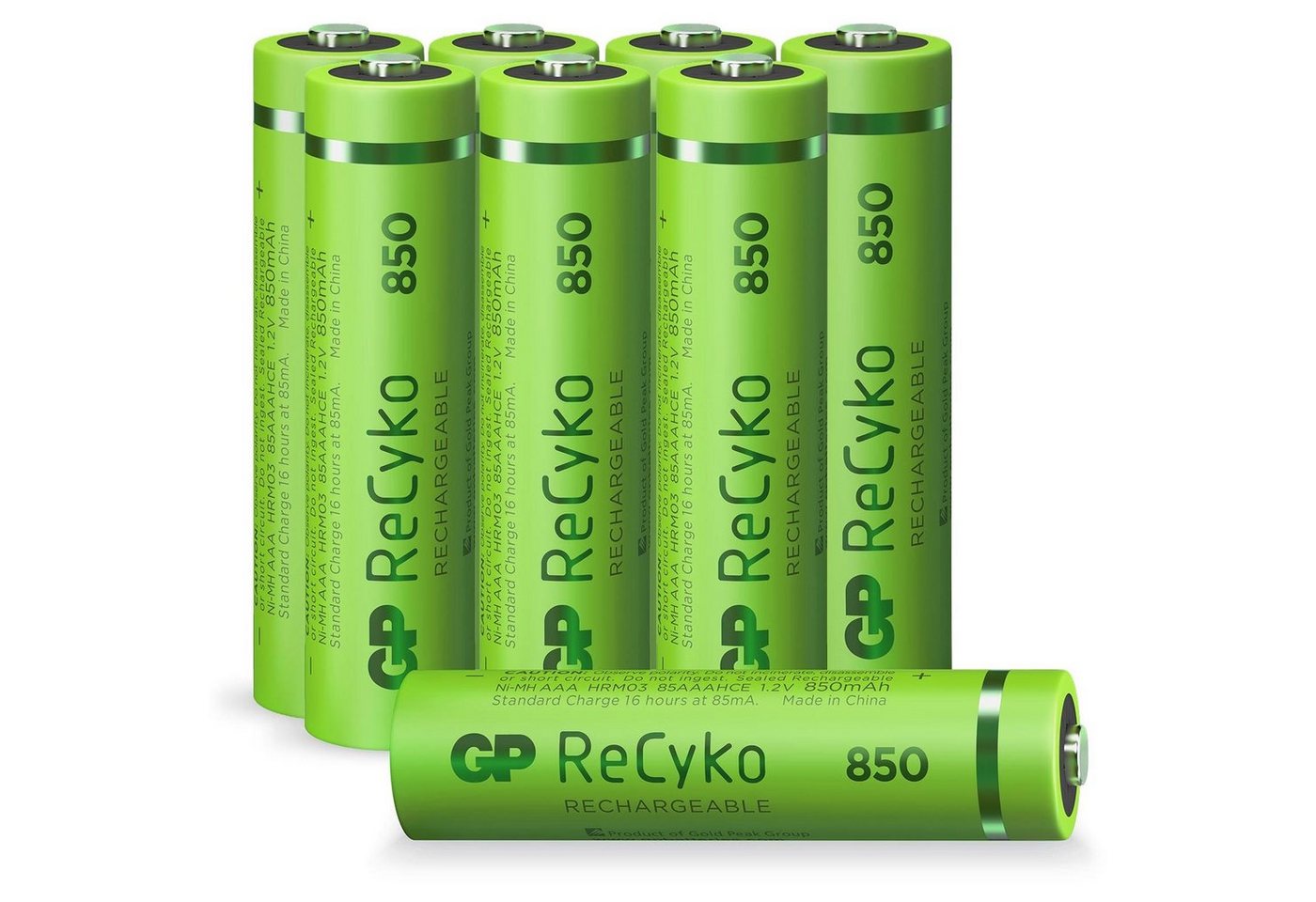 GP Batteries AAA Micro Akku GP NiMH 850 mAh ReCyko 1,2V 8 Stück Akku 850 mAh (1,2 V) von GP Batteries