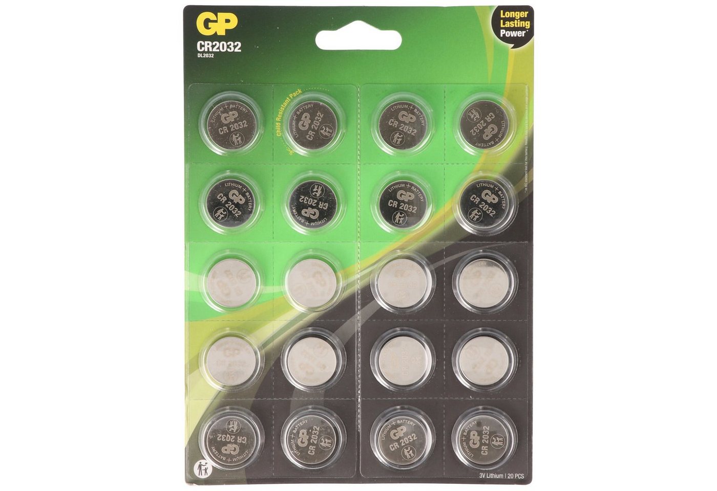 GP Batteries CR2032 GP Lithium Knopfzelle 3V 20 Stück Batterie, (3,0 V) von GP Batteries