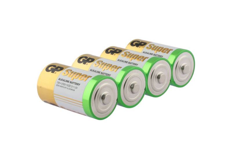 GP Batteries D Mono Batterie GP Alkaline Super 1,5V 4 Stück Batterie, (1,5 V) von GP Batteries