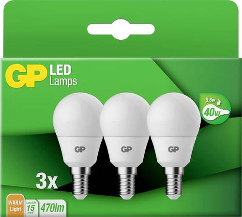 GP Batteries GPMGLE14STD854C3 LED EEK F (A - G) E14 Globeform 5.6W = 40W Warmweiß (Ø x L) 45mm x 8 von GP Batteries