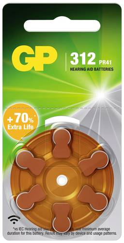 GP Batteries Hörgerätebatterie ZA 312 1.4V 6 St. Zink-Luft PR41 GP Batteries Hörgerätebatterie ZA 312 1.4V 6 St. Zink-Luft PR41 von GP Batteries