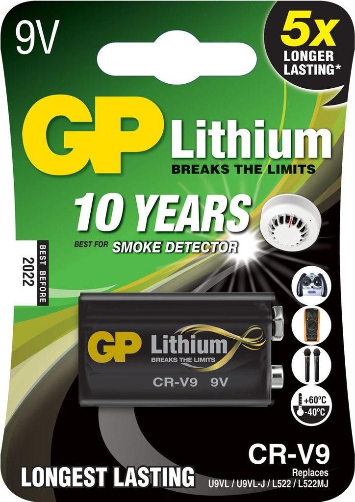 GP Batteries Lithium CR-V9 - Lithium - Fernglas - 9V - Schwarz - Sichtverpackung (070CR9VC1) von GP Batteries