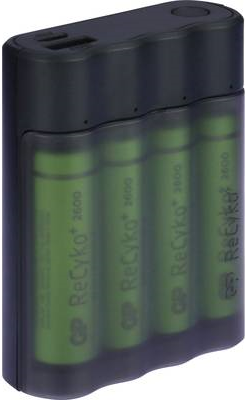 GP Batteries Portable PowerBank 134DX411270AAHCEC4 Akkuladegerät Nickel-Metallhydrid (NiMH) 2600 mAh Schwarz (134DX411270AAHCEC4) von GP Batteries