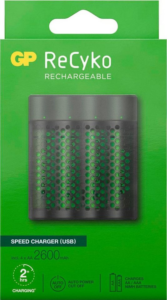 GP Batteries ReCyko Speed M451 4-fach NiMH mit 4 x AA 2600 mAh NiMH-Batterien Batterie-Ladegerät von GP Batteries