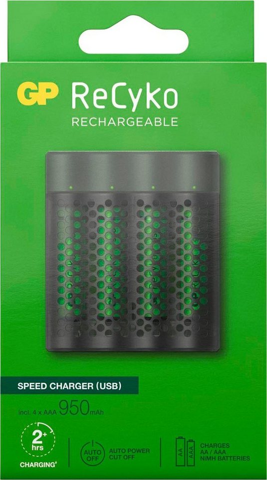 GP Batteries ReCyko Speed M451 4-fach NiMH mit 4 x AAA 950 mAh NiMH-Batterien Batterie-Ladegerät von GP Batteries