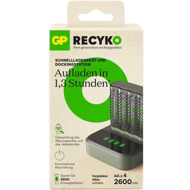 USB Akkuladegerät M452, 4 Ladeslots, inkl. Docking Station D451 von GP Batteries