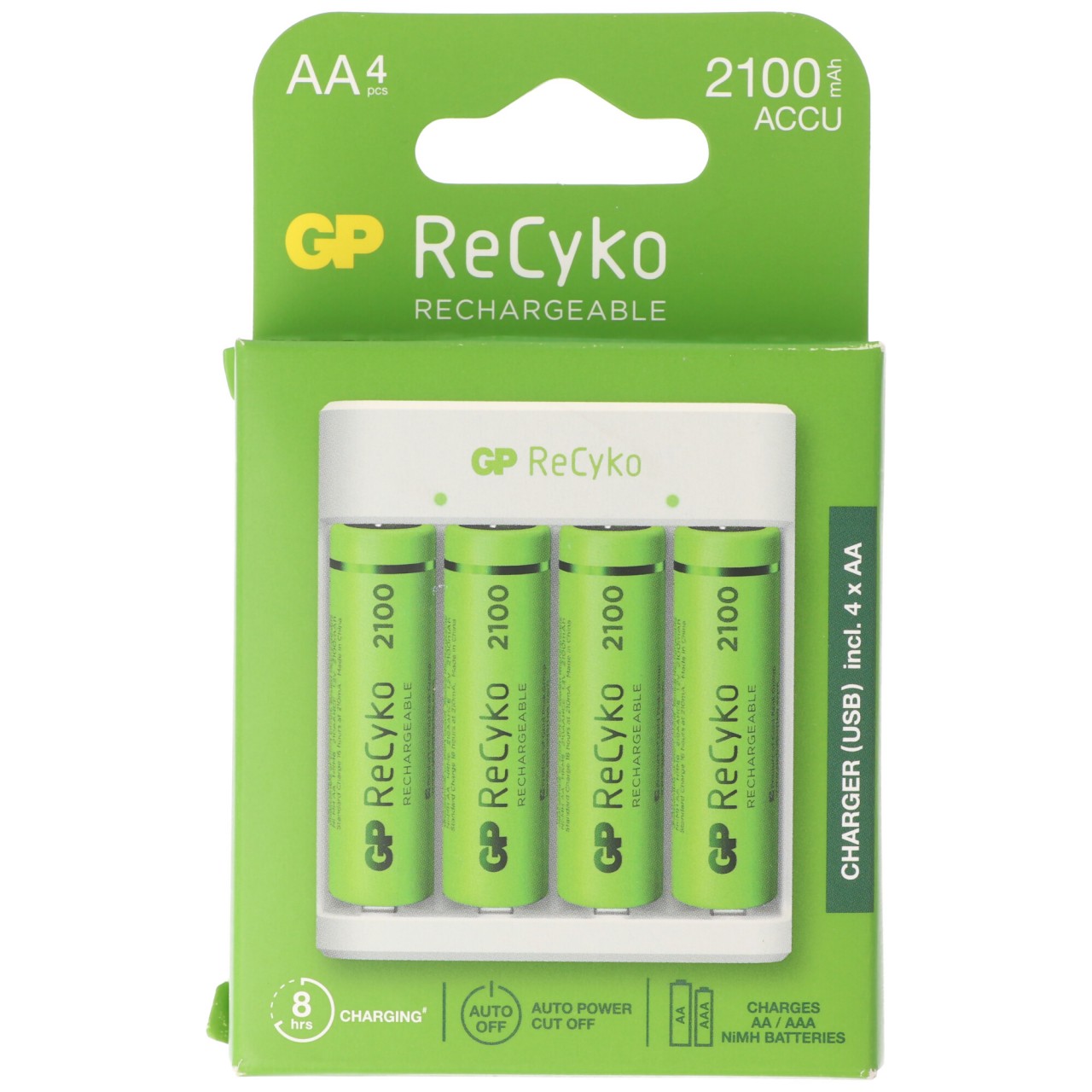 USB-Modell Ladegerät GP E411 inkl. 4x ReCyko 1,2V AA Mignon 2100 mAh Akkus USB-Modell Ladegerät GP E411 inkl. 4x ReCyko 1,2V AA Mignon 2100 mAh Akkus von GP Batteries