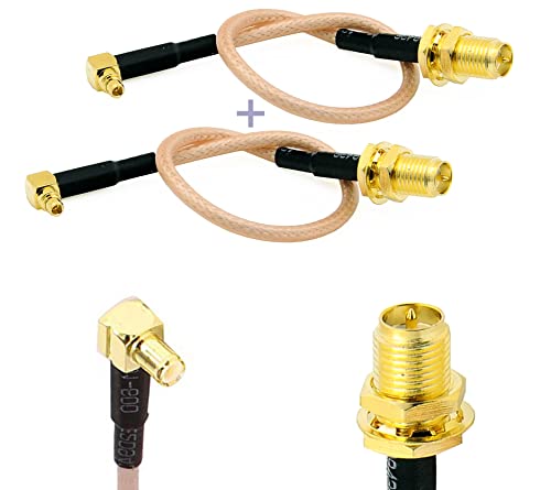 2 Stück RF RG316 Pigtail RP-SMA Buchse Antenne-Anschluss zu MMCX-Stecker Low Loss Koaxialkabel Adapter Rechts Winkel 4 inches (10 cm) von GP Electric