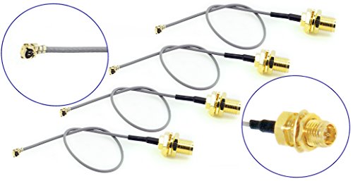 Koaxialkabel RF U.FL(IPEX/IPX) Mini PCI auf RP-SMA weiblich, 1,13 mm, 4 Stück 2.76 inches (7 cm) von GP Electric