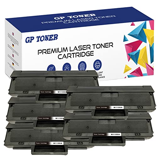 5X Toner XL Kompatibel mit HP W1106A 106A for HP Laser 107a 107r 107w HP Laser MFP 135a 135r 135w 135wg 137fnw 137fwg (5X Schwarz) von GP TONER