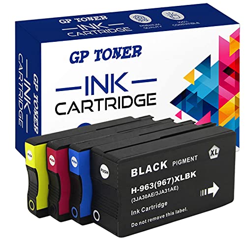 GP TONER 963XL Druckerpatronen Ersatz für HP 963 XL OfficeJet Pro 9010 9012 9014 9015 9016 9019 9020 9022 9023 9025 (4-Pack) Schwarz Cyan Magenta Gelb von GP TONER