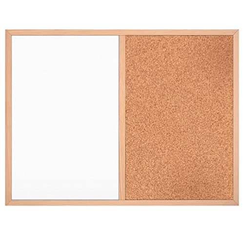 Kombitafel Whiteboard und Kork Pinnwand Magnettafel Korktafel Wandtafel Tafel 60x40 cm Holzrahmen von GP TONER