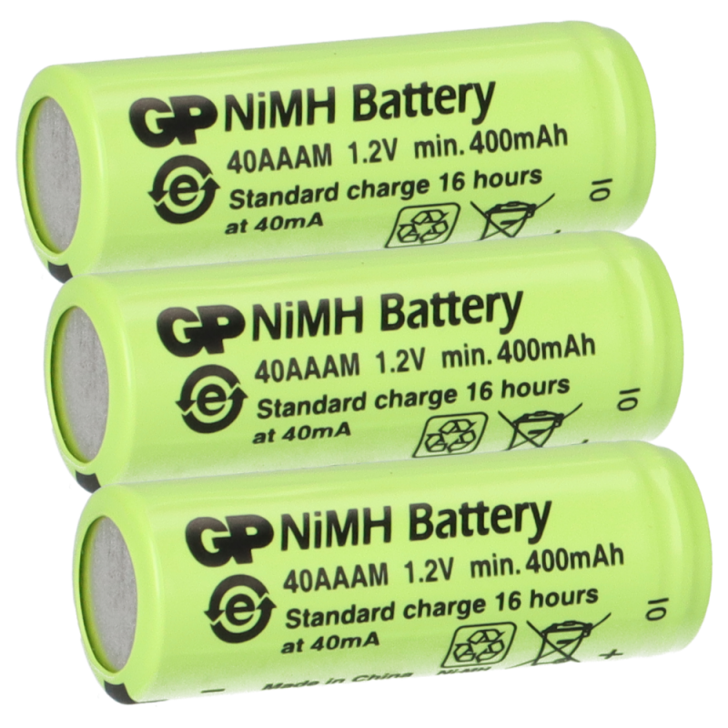 3x GP Akku 2/3 AAA 1,2V / 400mAh GP40AAAM Micro NiMH Akku Höhe 29,7mm von GP