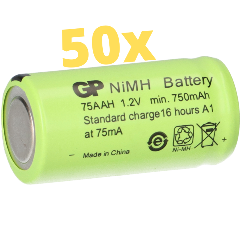 50x GP GP75AAH Akku 2/3AA Mignon NiMH Akku 1,2V 750mAh von GP