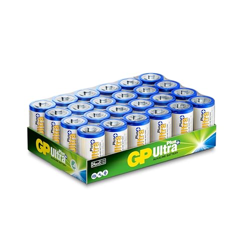 Batterien C – 24 Stück | GP Ultra Plus | halbe Alkaline-Taschenlampe 1,5 V / LR14 / Mezzator-Batterie – Lange Lebensdauer von GP