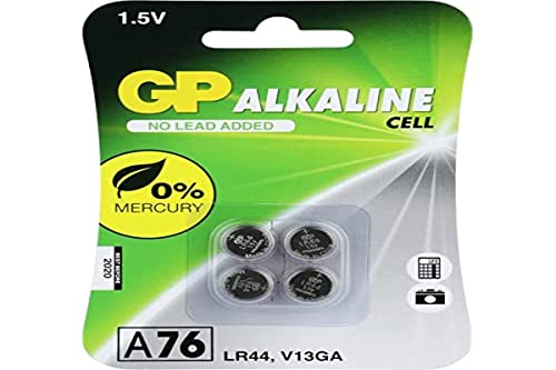 GP 05076AC4 Alkaline Knopfzelle 76A (V13GA / L1154), 4er Blister von GP