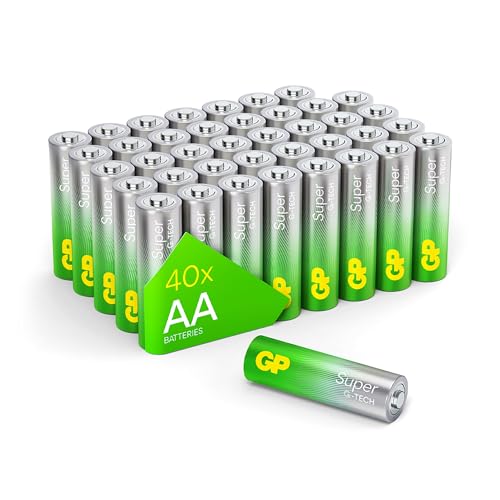 GP Batterien AA 1,5V Super Alkaline Longlife G-TECH Technologie, Vorratspack mit 40 Stück Mignon AA Batterien in praktischer Briefkasten-tauglicher Versandverpackung von GP