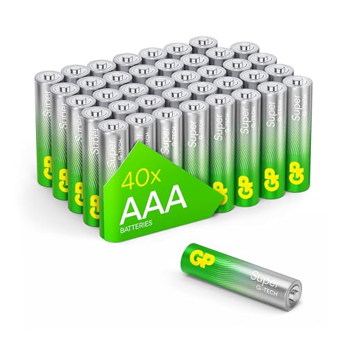 GP Batterien AAA 1,5V Super Alkaline Longlife mit Neuer G-TECH Technologie | Vorratspack 40 Stück Micro AAA Batterien von GP