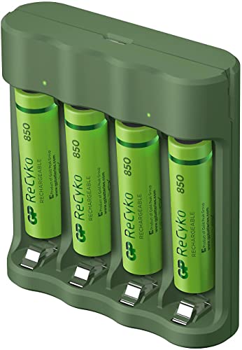 GP Batteries Basic-Line 4x ReCyko+ Micro Rundzellen-Ladegeraet inkl. Akkus NiMH Micro (AAA), Mignon von GP