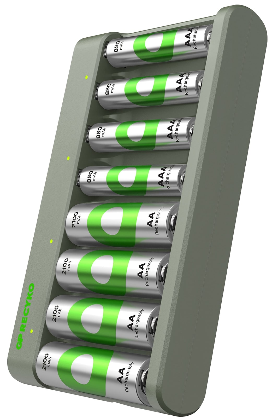 GP E821-Ladegerät- inkl. 4 x AA 2.100mAh und 4 x AA A 850mAh NiMH-Akkus von GP