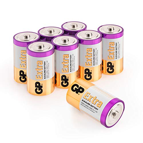 GP Extra Alkaline Batterien D 1.5V (Mono / LR20) Spannung 1,5 Volt | Ideal für Taschenlampen, Radios, Modellbau etc. (8 Stück Monozellen, Batterien LR20 Longlife) von GP