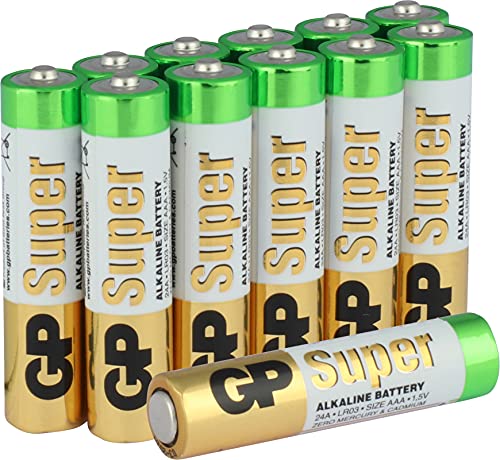 GP Batterien AAA 1,5V, Super Alkaline Longlife Technologie - leistungsstark und auslaufsicher, 12 Stück Microzellen AAA Batterien LR03 von GP