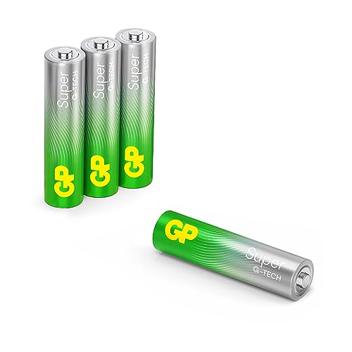 GP Super Alkaline Batterien AAA Micro, LR03, 1,5V, 4 Stück, ideal für die Stromversorgung von Geräten des täglichen Bedarfs - Die Neue G-TECH-Technologie von GP