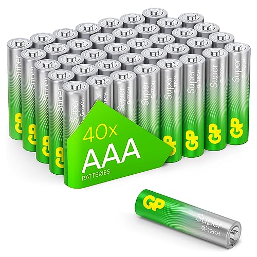 GP Super Alkaline Batterien AAA Micro, LR03, 1,5V, 40 Stück Vorratspack, ideal für die Stromversorgung von Geräten des täglichen Bedarfs- Die Neue G-TECH-Technologie GP Super Alkaline Batterien AAA Micro, LR03, 1,5V, 40 Stück Vorratspack, ideal für die Stromversorgung von Geräten des täglichen Bedarfs- Die Neue G-TECH-Technologie von GP