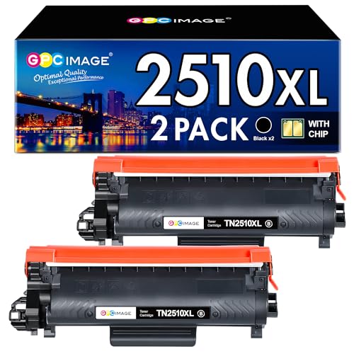 GPC IMAGE TN2510 XL TN-2510XL MFC-L2835DW HL-L2400DW Toner Kompatibel für Brother TN-2510 XL TN2510XL 2510 für HL-L2400DWE MFC-L2800DW DCP-L2620DW MFC-L2860DWE DCP-L2627DW Mit Chip (2er-Pack Schwarz) von GPC IMAGE