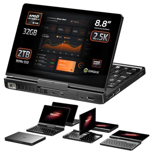 GPD Pocket 4: Mini-Laptop mit AMD Ryzen AI 9 HX 365 CPU, Radeon 880M GPU, 32GB LPDDR5X RAM, 2TB PCIe Gen4 SSD, 8,8 Zoll 2,5K 144Hz Display, Wi-Fi 6E, Bluetooth 5.3, Modularer AI Handheld PC GPD Pocket 4: Mini-Laptop mit AMD Ryzen AI 9 HX 365 CPU, Radeon 880M GPU, 32GB LPDDR5X RAM, 2TB PCIe Gen4 SSD, 8,8 Zoll 2,5K 144Hz Display, Wi-Fi 6E, Bluetooth 5.3, Modularer AI Handheld PC von GPD