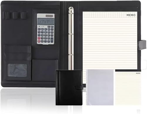 GPDKMNJR, S Binder Superior Vegan Leder Business Business Planer for Schule Büro Konferenz Notizblock(Svart) von GPDKMNJR