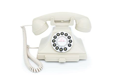 GPO 1929 S Classic Carrington Retro Drucktasten-Telefon 20er Jahre Design mit ausziehbarer Schublade - Creme von GPO