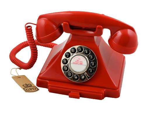GPO 1929 S Classic Carrington Retro Drucktasten-Telefon 20er Jahre Design mit ausziehbarer Schublade - Rot von GPO