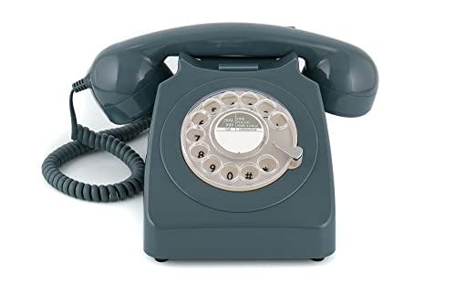GPO 746ROTARYGRY Retro Telefon mit Wählscheibe im 70er Jahre Design Grau von GPO