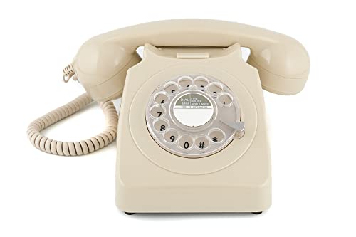 GPO 746ROTARYIVO Retro Telefon mit Wählscheibe im 70er Jahre Design Creme von GPO